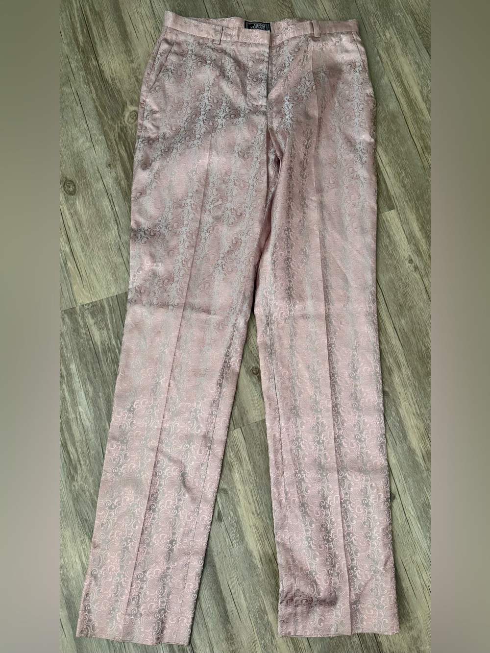 Gianni Versace Silk Pants Pink Jacquard Trousers Italy 100% Silk